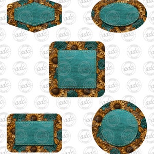 DIGITAL FILE Sunflower Leather Look Patch Sublimation Design Bundle