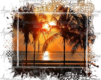 DIGITAL FILE Beach Sunset Sublimation Design