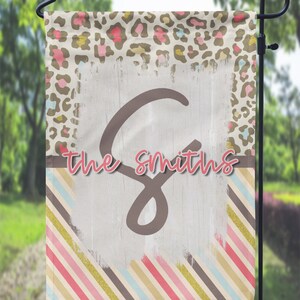 DIGITAL FILE Pastel Leopard Print and Stripes Garden Flag Sublimation Template