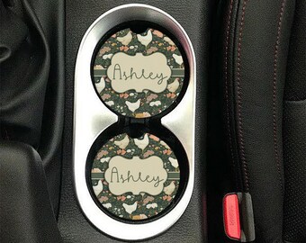 DIGITAL FILE Floral Chicken Car Coaster Sublimation Template