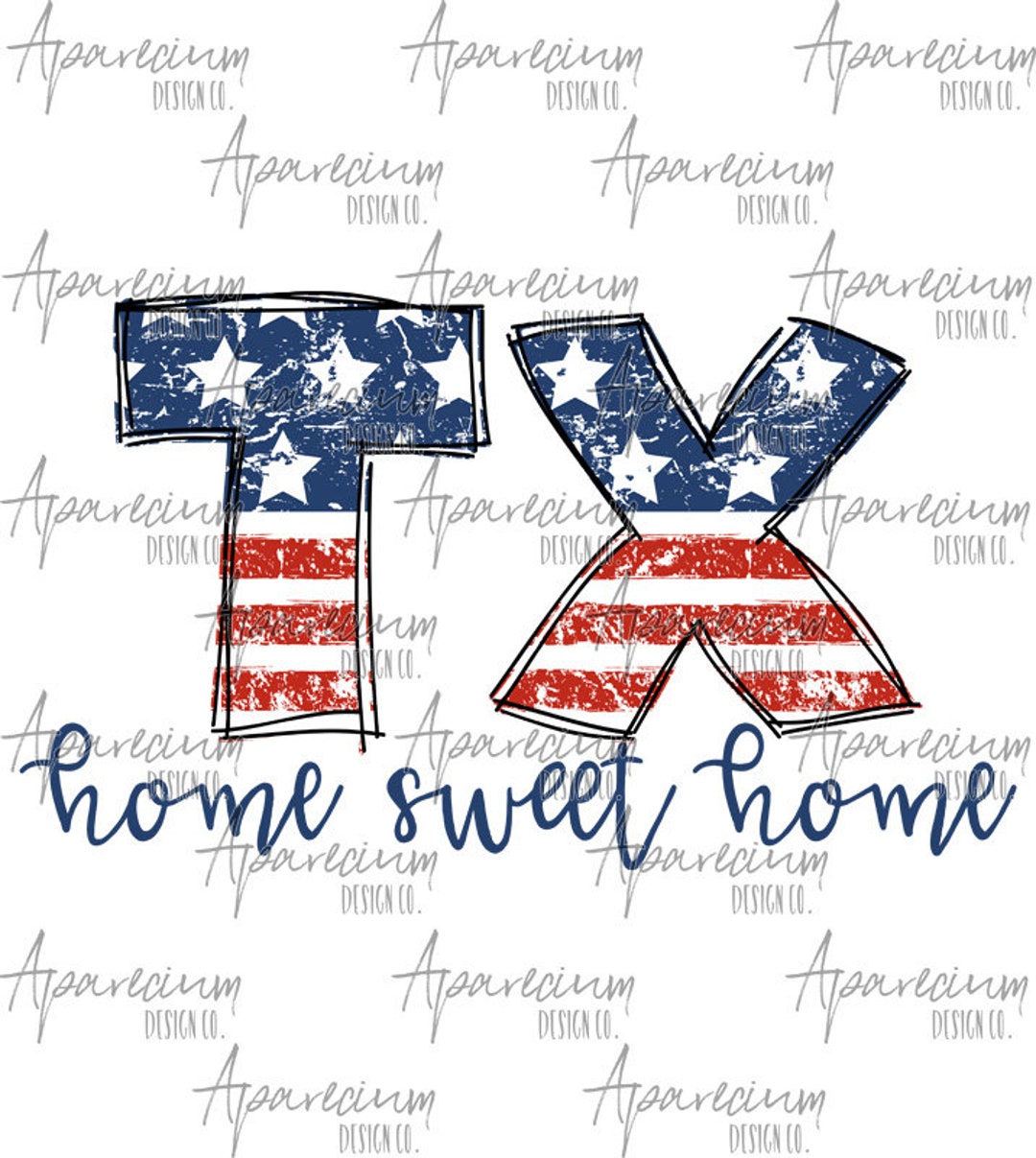 DIGITAL FILE Distressed American Flag Texas State Abbreviation Home