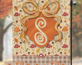 DIGITAL FILE Coquette Bow Fall Mushroom Garden Flag Sublimation Template