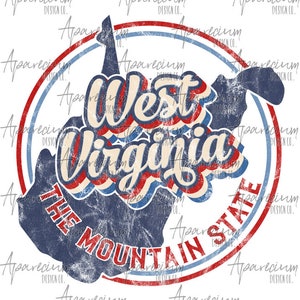 DIGITAL FILE Retro State of West Virginia Sublimation Design