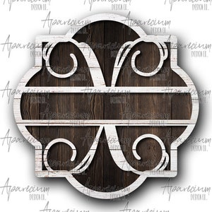 DIGITAL FILE White Shiplap Split Monogram X Quatrefoil Door Hanger Sublimation Design
