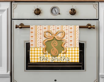 DIGITAL FILE Coquette Bow Fall Pumpkin and Mushrooms Dish Towel Sublimation Design