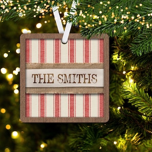 DIGITAL FILE Red Ticking Fabric Grain Sack Square Ornament Sublimation Template Bundle
