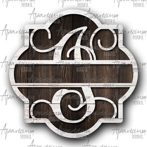 DIGITAL FILE White Shiplap Split Monogram I Quatrefoil Door Hanger Sublimation Design