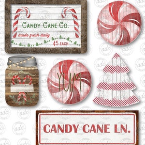 DIGITAL FILE Candy Cane Tiered Tray Sublimation Design Template Bundle