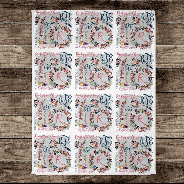 DIGITAL FILE Boho Chic Floral Baby Blanket Sublimation Design