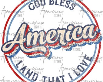 DIGITAL FILE Retro God Bless America Sublimation Design
