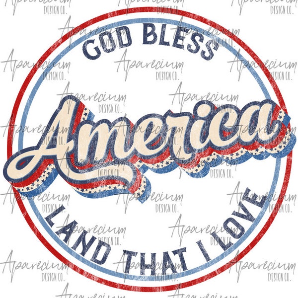 DIGITAL FILE Retro God Bless America Sublimation Design