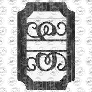 DIGITAL FILE Letter S Fancy Shaped Split Monogram Ribbon Holder Door Hanger Sublimation Design