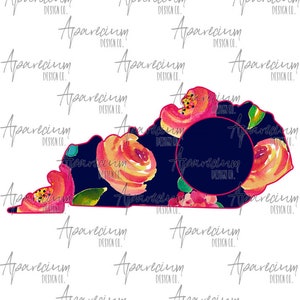 DIGITAL FILE State of Kentucky Floral Monogram Sublimation Design