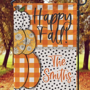 DIGITAL FILE Buffalo Plaid Polka Dot Stacked Pumpkin Fall Garden Flag Sublimation Template