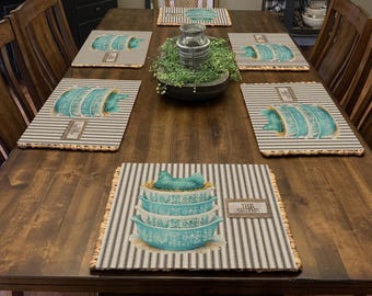 DIGITAL FILE Vintage Hen on a Nest Butterprint Cutting Board Placemat Sublimation Design