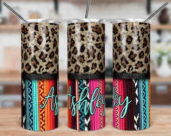 DIGITALE DATEI Leopard Print und Serape Skinny Tumbler Sublimationsdesign