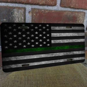 DIGITAL FILE Wooden American Flag Green Line License Plate Sublimation Template