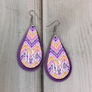 DIGITAL FILE Purple Chevron Leather Look Drop Earring Sublimation Design