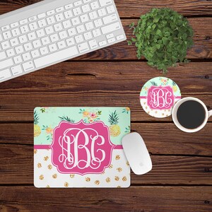 DIGITAL FILE Summer Pineapple Mouse Pad and Coaster Desk Set Sublimation Design