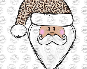 DIGITAL FILE Leopard Print Santa Christmas Sublimation Design