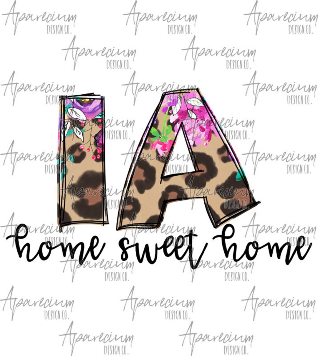 DIGITAL FILE Floral and Leopard Print Iowa State Abbreviation Home