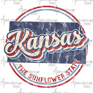 DIGITAL FILE Retro State of Kansas Sublimation Design