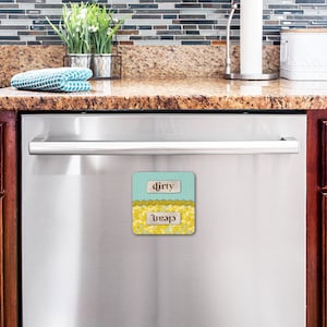 DIGITAL FILE Vintage Green and Blue Floral Dishwasher Magnet Sublimation Design