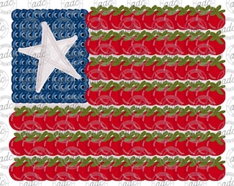 DIGITAL FILE Tomato and Blueberry American Flag God Bless America Sublimation Design