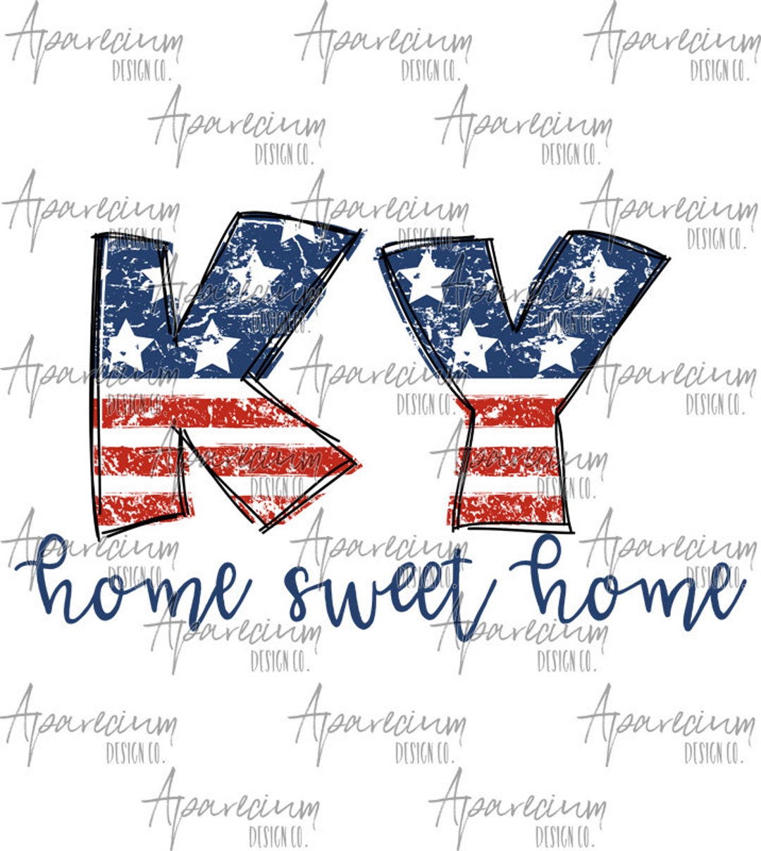 DIGITAL FILE Distressed American Flag Kentucky State Abbreviation Home