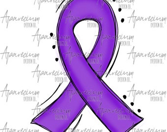 DIGITAL FILE Purple Awareness Ribbon Sublimation Design