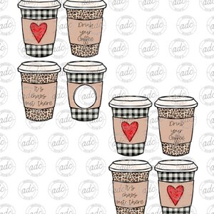 DIGITAL FILE Drink Your Coffee Leopard Print and Buffalo Plaid Sublimation Design