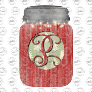 DIGITALE DATEI Holz Weihnachtsbaum Monogramm P Einmachglas Türhänger oder Ornament Sublimationsdesign