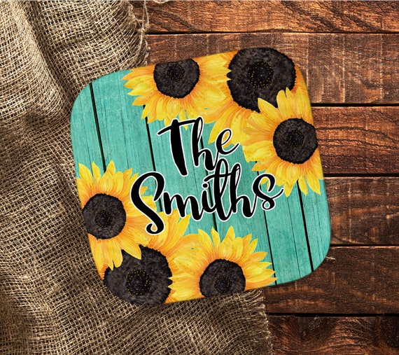 DIGITAL FILE Teal Sunflower Pot Holder Sublimation Design Template