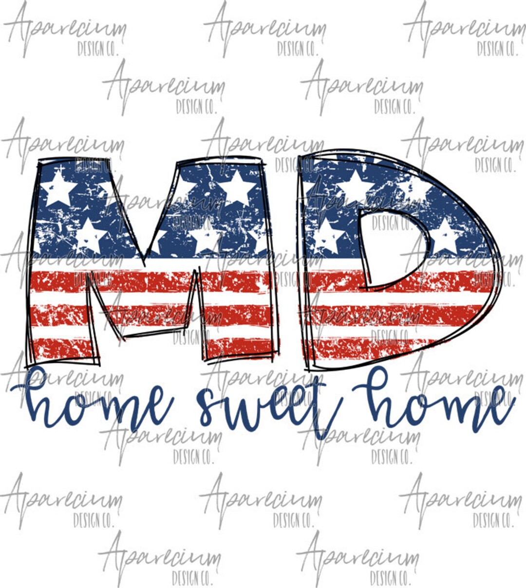 DIGITAL FILE Distressed American Flag Maryland State Abbreviation Home