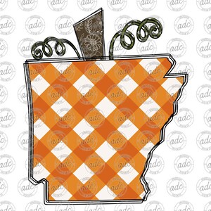 DIGITAL FILE State of Arkansas Buffalo Plaid Pumpkin Sublimation Design