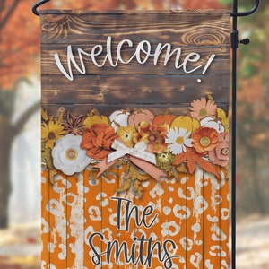 DIGITAAL BESTAND Verontruste luipaardprint bloemen pompoen herfsttuin vlag sublimatiesjabloon