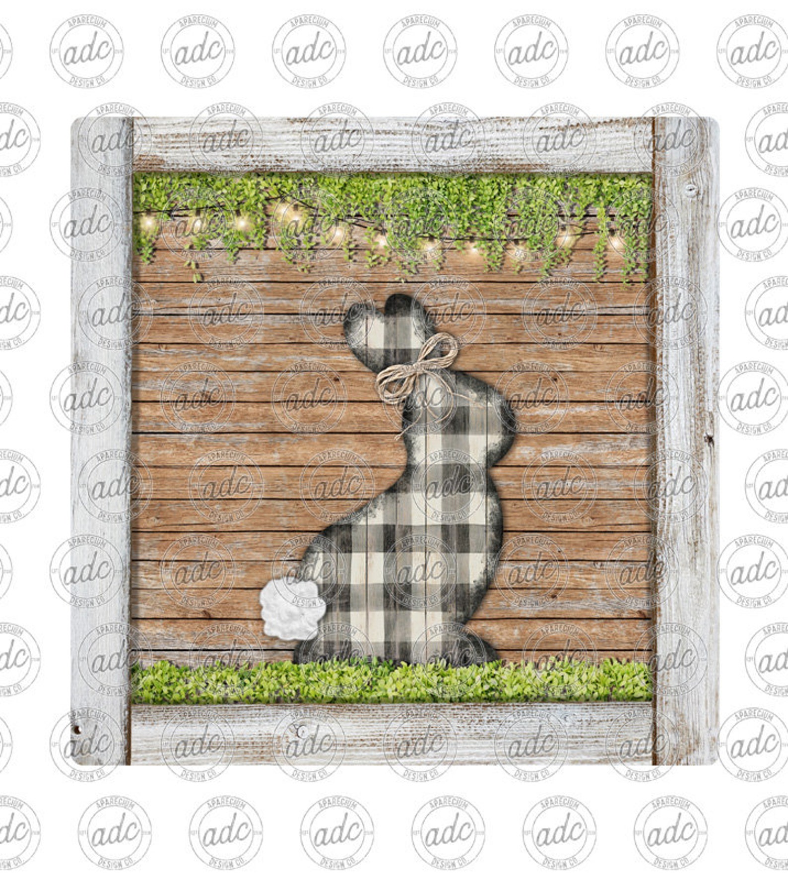 DIGITAL FILE Wooden Buffalo Plaid Easter Bunny Square Door Hanger ...