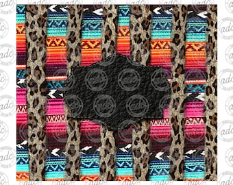 DIGITAL FILE Leopard and Serape Striped Skinny Tumbler Sublimation Design