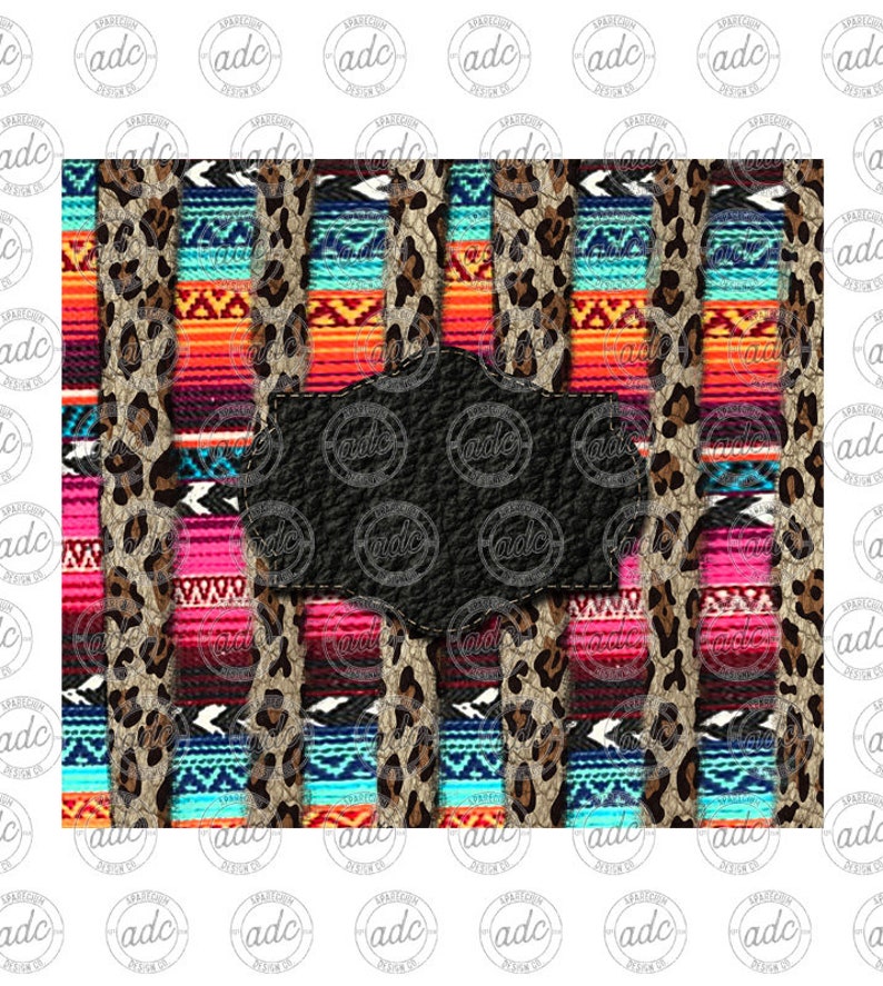 Leopard and Serape Striped Skinny Tumbler Sublimation Design 