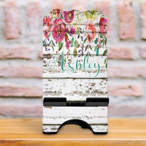 DIGITAL FILE White Wooden Floral Phone Stand Sublimation Template