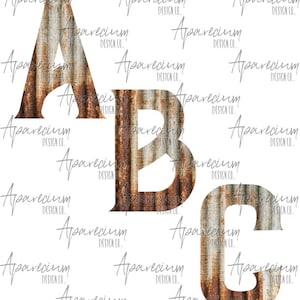 DIGITAL FILE Rusty Corrugated Tin Alphabet Bundle Sublimation Design