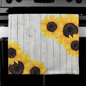 DIGITAL FILE White Shiplap Sunflower Dish Towel Sublimation Design