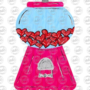 ARCHIVO DIGITAL Colgador de puerta para máquina de chicles con forma de corazón para San Valentín, diseño de sublimación