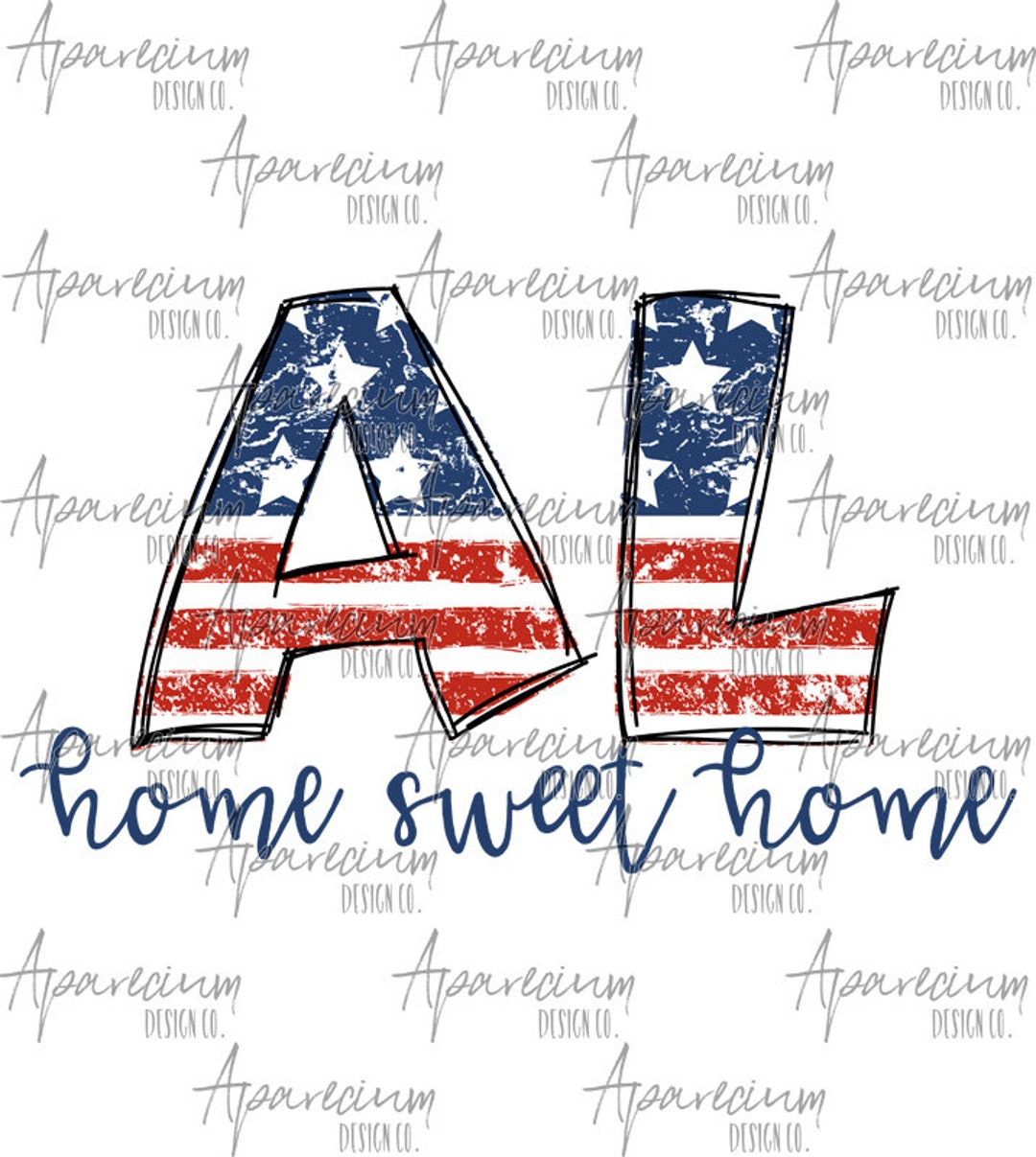 DIGITAL FILE Distressed American Flag Alabama State Abbreviation Home