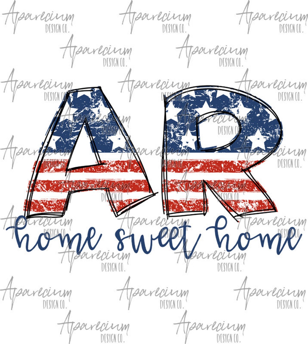 DIGITAL FILE Distressed American Flag Arkansas State Abbreviation Home
