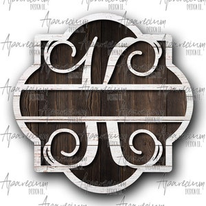 DIGITAL FILE White Shiplap Split Monogram K Quatrefoil Door Hanger Sublimation Design