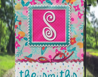 DIGITAL FILE Hearts and Floral Garden Flag Sublimation Template