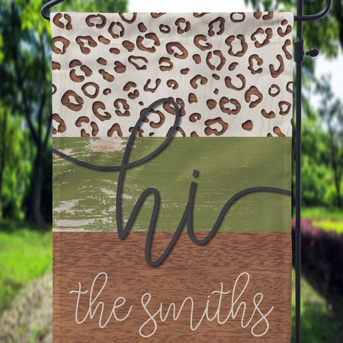 DIGITAL FILE Olive Wooden Leopard Print Garden Flag Etsy