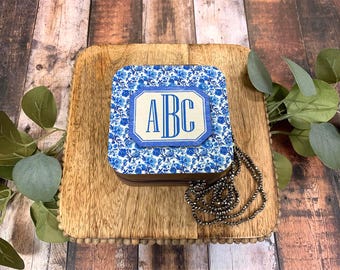 DIGITAL FILE Blue Floral Jewelry Box Sublimation Template