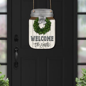 DIGITAL FILE Boxwood Wreath Wooden Welcome Mason Jar Door Hanger Sublimation Design